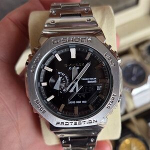 G-Shock Men's Silver and Black Tough Solar Bluetooth Watch